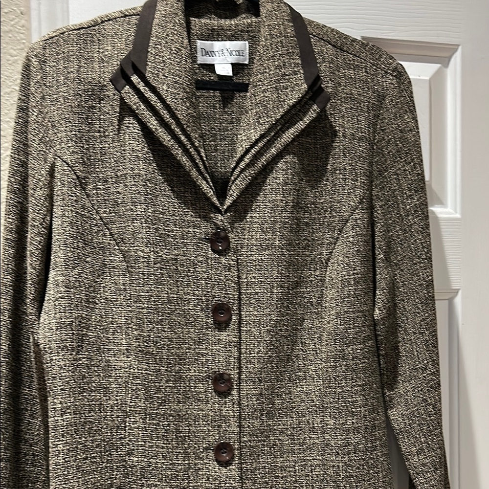Danny & Nicole Black and Gray Tweed Blazer with Tailored Silhouette